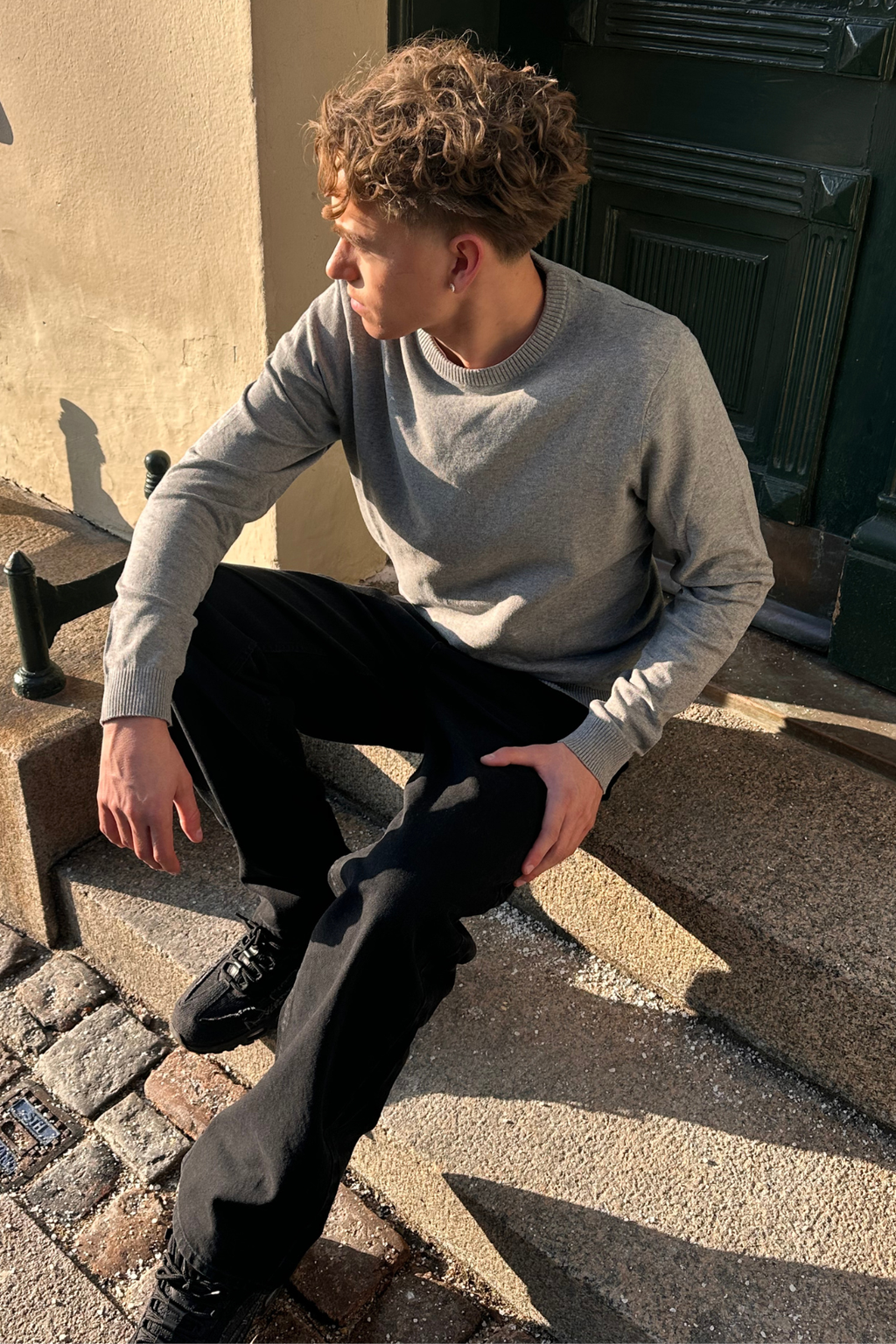 Pullover Rundhals - Grå Melange