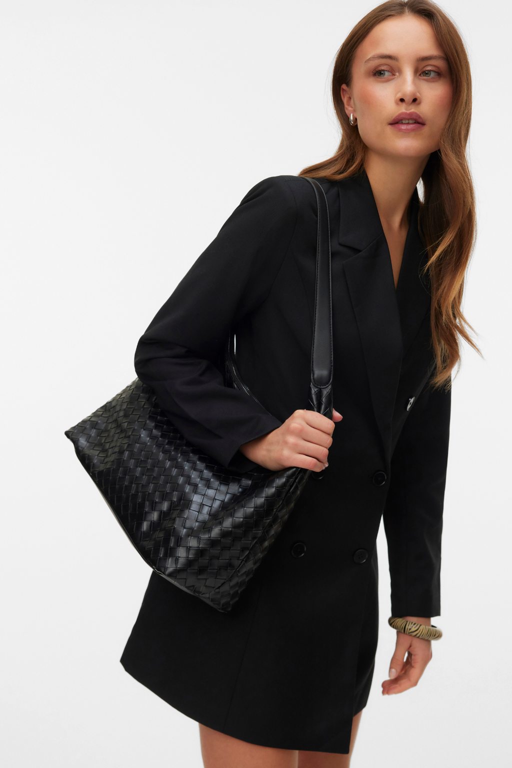 Melly Figursyet Blazer Kjole - Sort