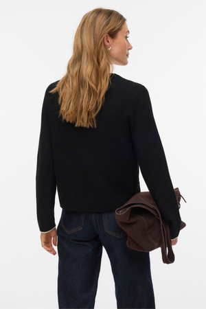 Guld V-hals Kontrast Cardigan - Sort m. Birch