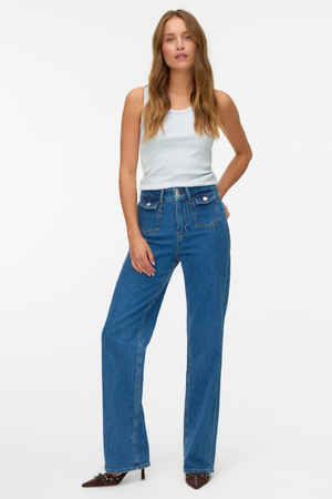 Tessa Wide Pocket Jeans - Medium Blå Denim