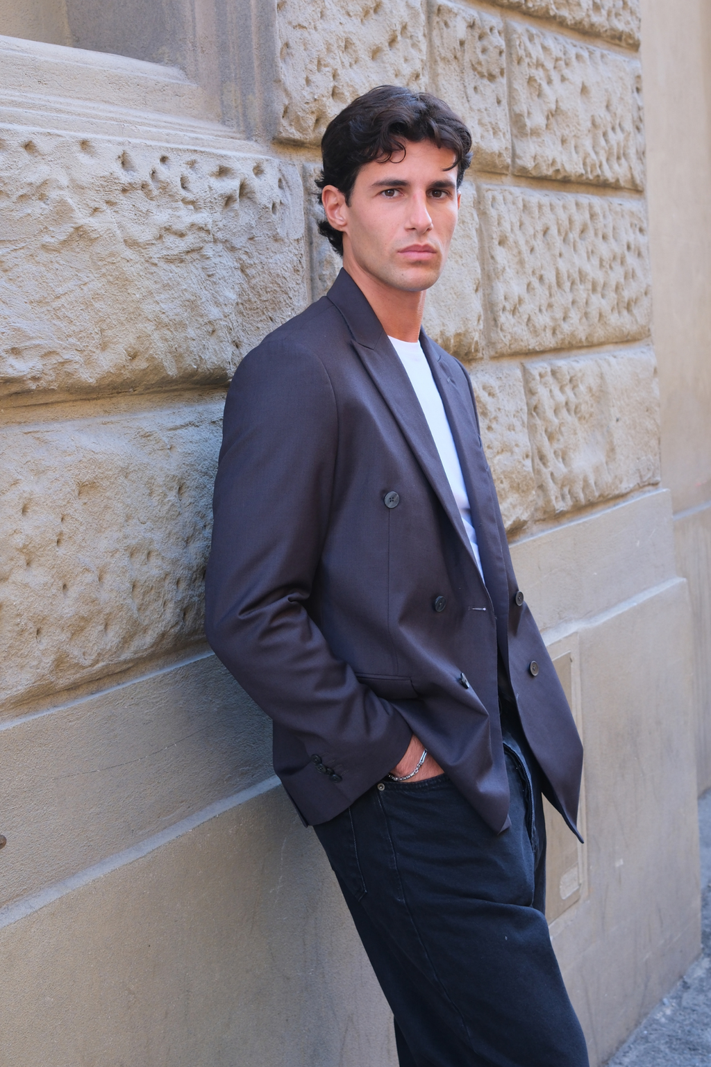 Premium Dobbeltradet Blazer - Gråbrun