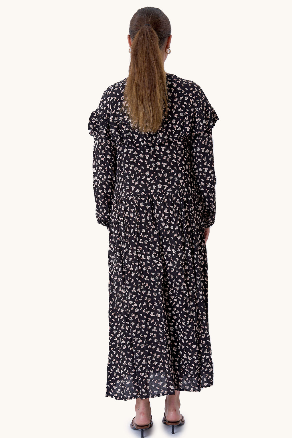 Amelia kjole - Sort blomstret