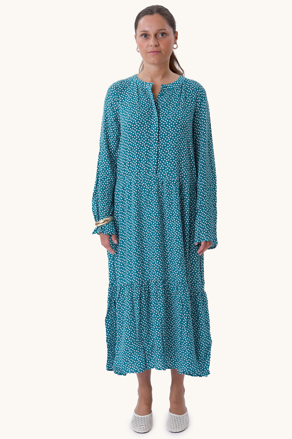 Anna langærmet kjole - Teal Green