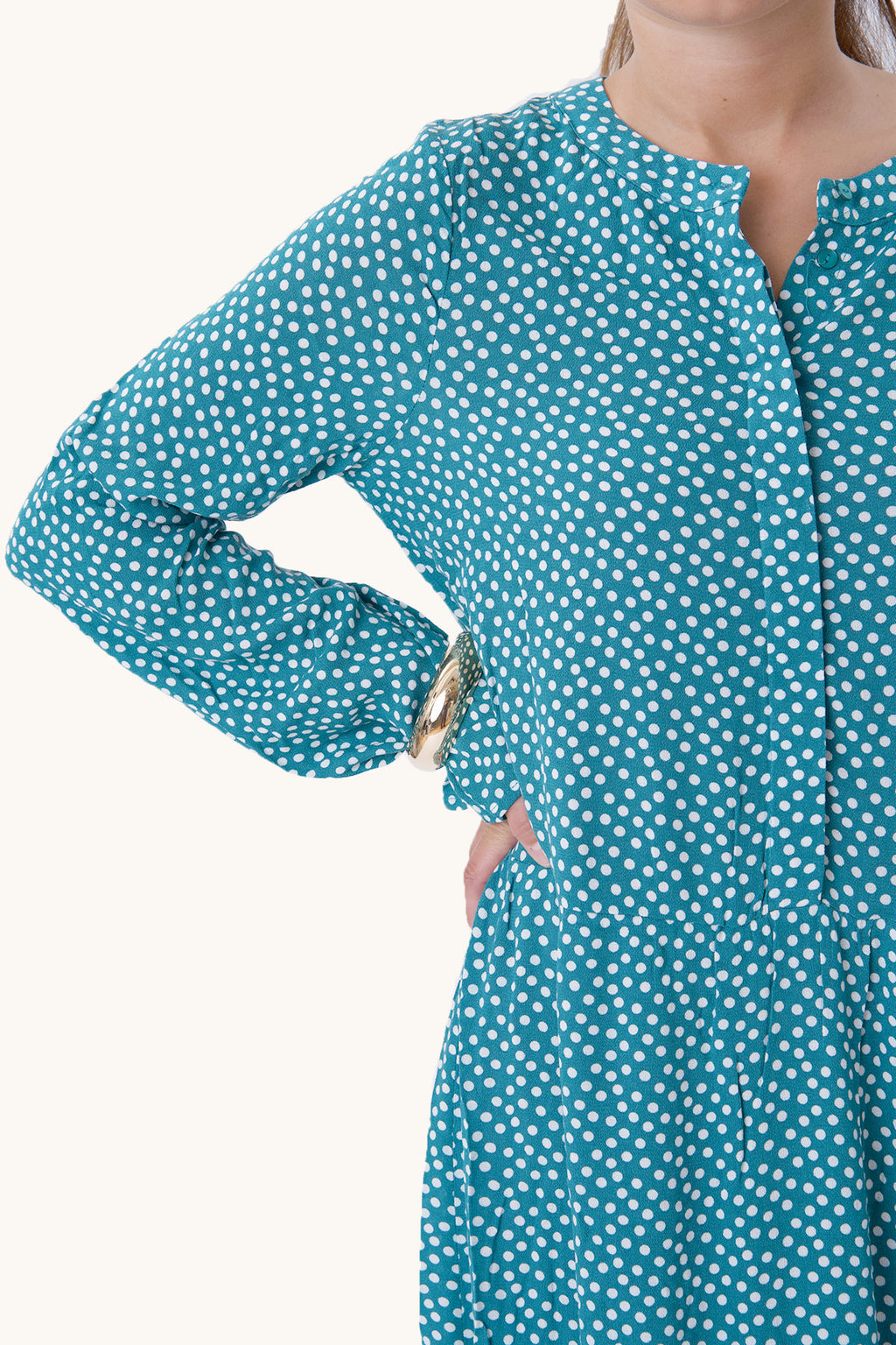 Anna langærmet kjole - Teal Green
