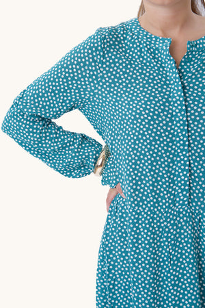 Anna langærmet kjole - Teal Green