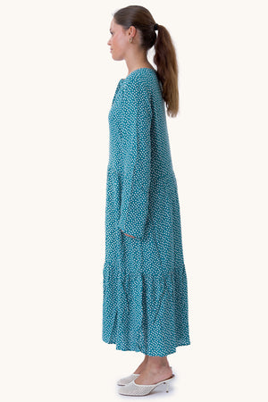 Anna langærmet kjole - Teal Green