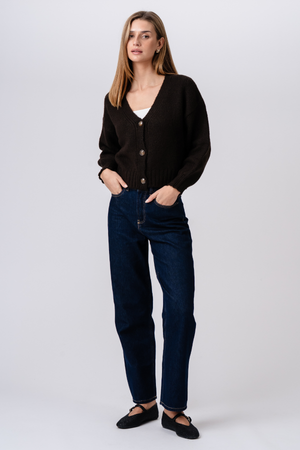 V-Neck Cardigan - Brun