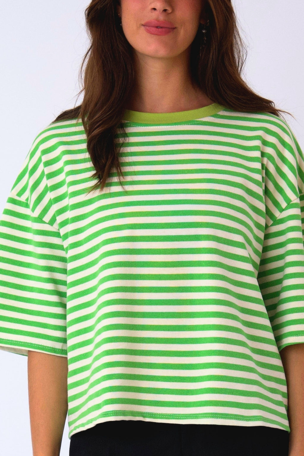 Zoe T-shirt - Grøn/Hvid