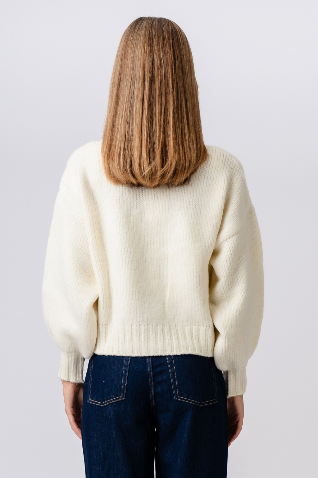 V-Neck Cardigan - Ecru