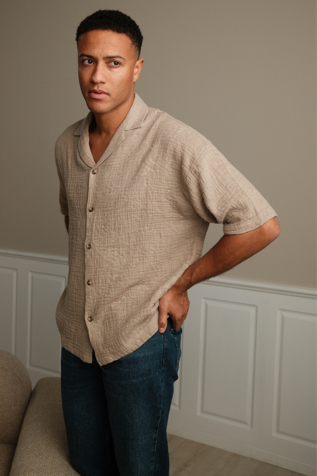 Kortærmet Skjorte - Sand