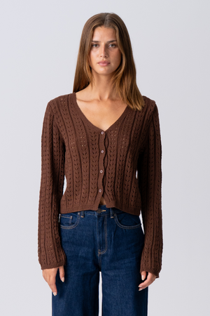 Virginia Strik Cardigan - Brun