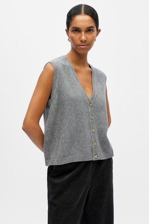 Ivona S/L Knit Vest - Medium Grey Melange