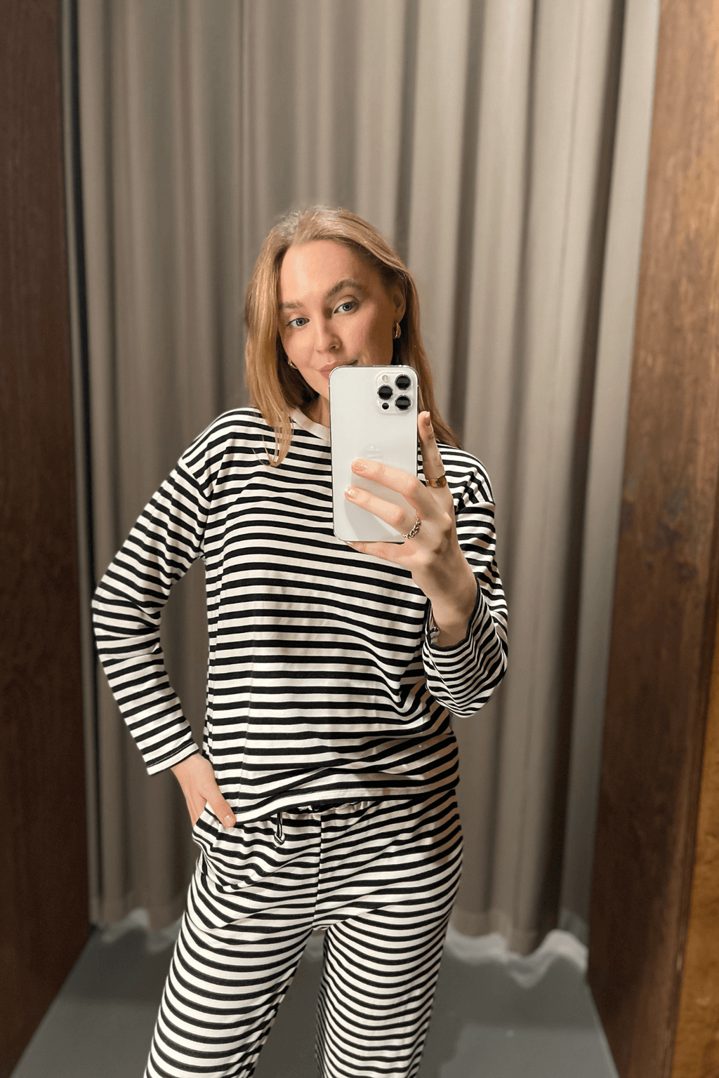 Stribet Langærmet Regular Fit - Blå