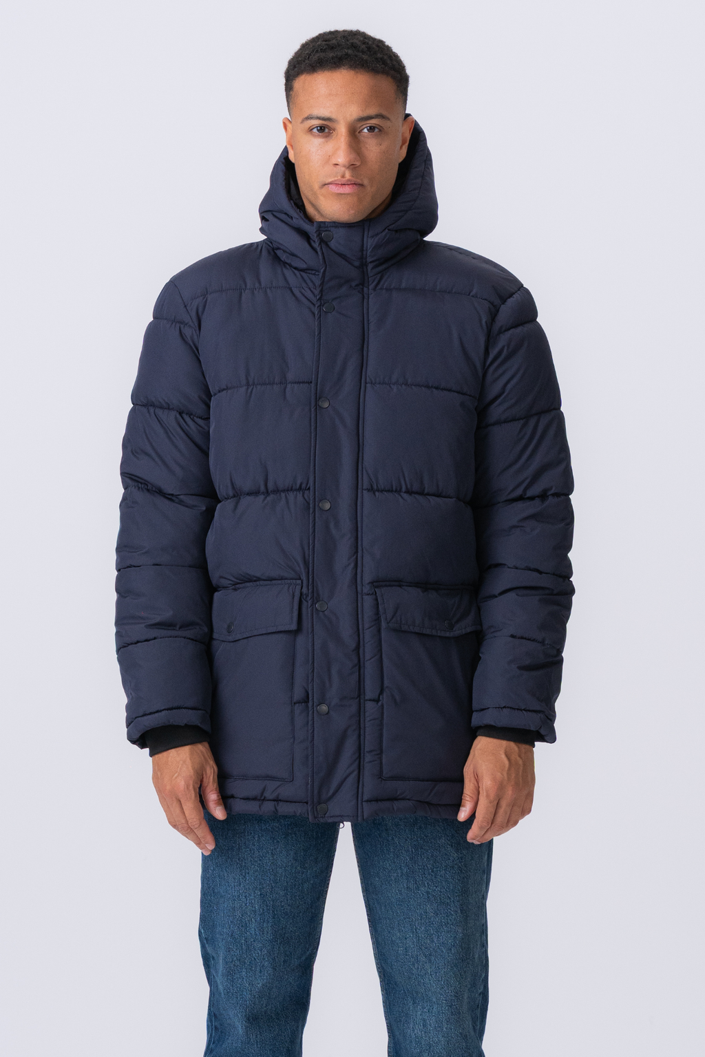 Lang Puffer Jakke - Navy