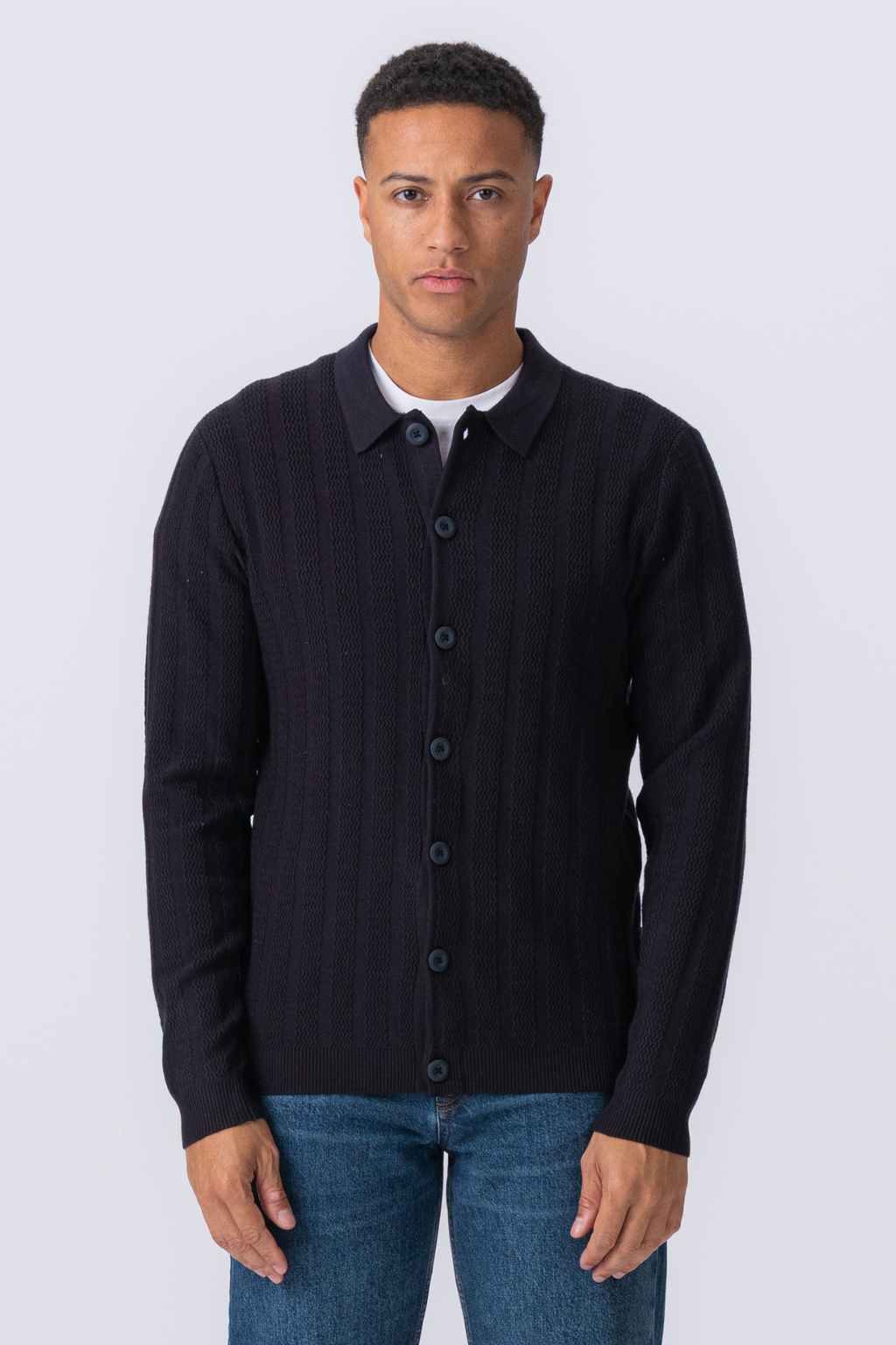 Arthur Strik Cardigan - Mørk Navy