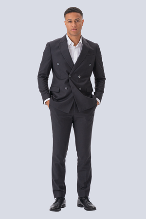 Premium Dobbeltradet Jakkesæt (Gråbrun)