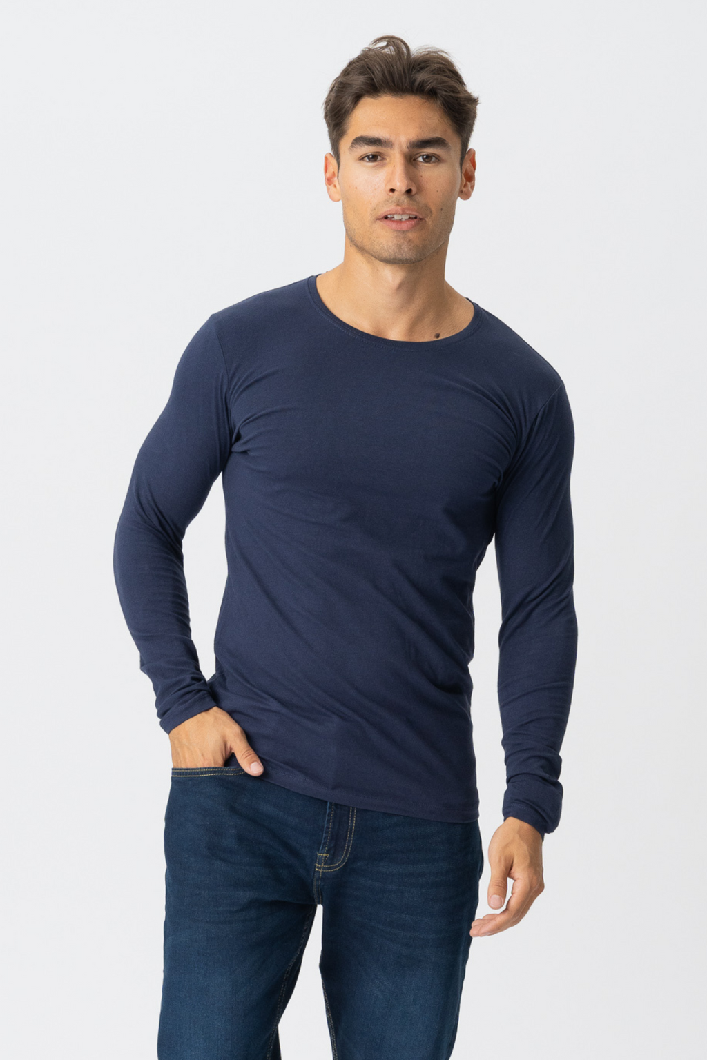 Langærmet Muscle T-shirt - Navy