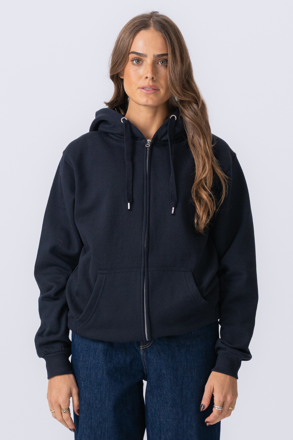 Basic Zip Hoodie - Mørk Navy