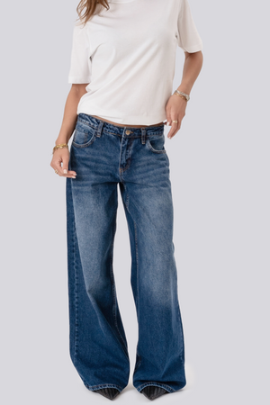 Serena Baggy Jeans - Mellemblå