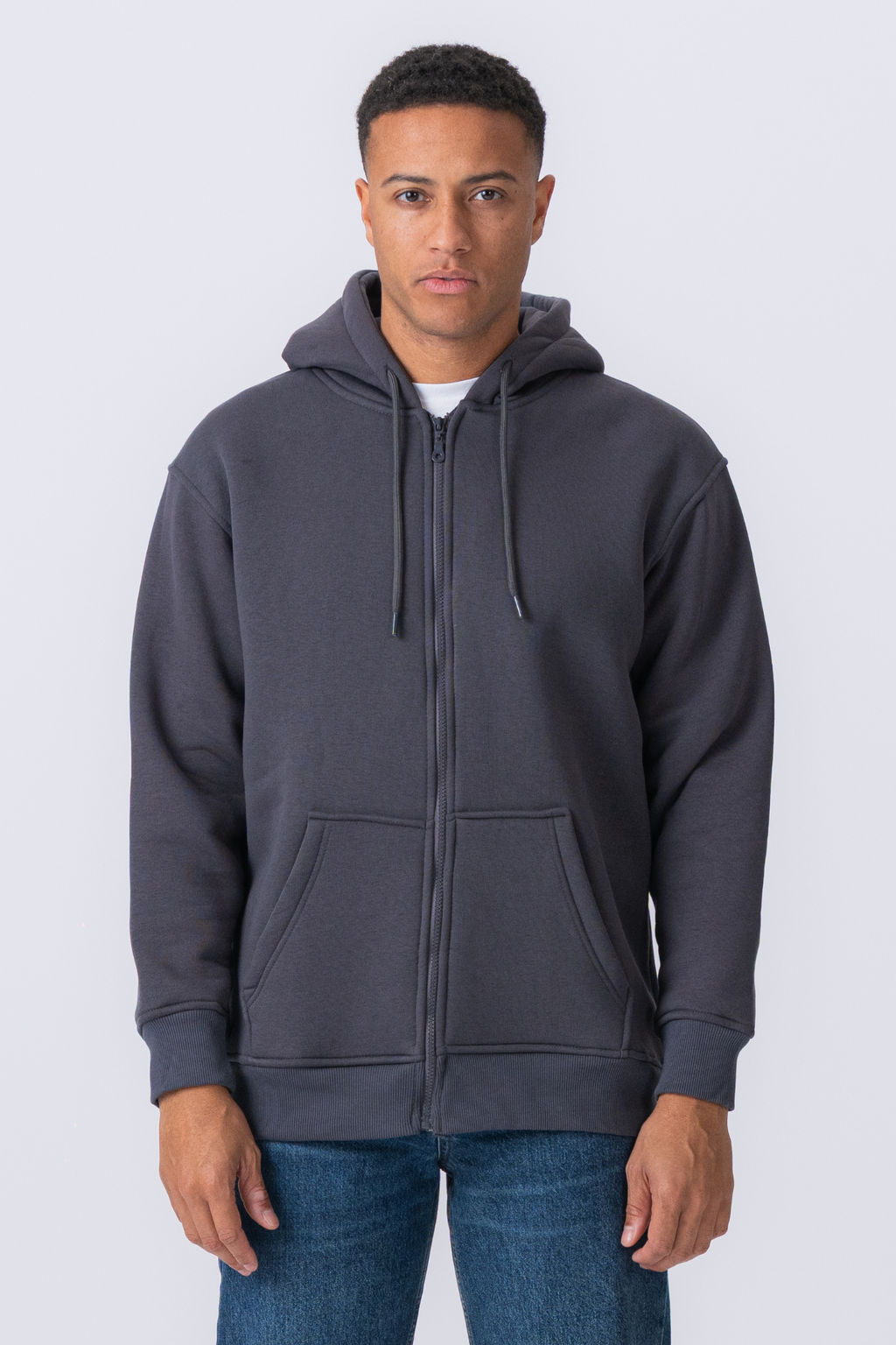 Relaxed Zip Hoodie - Mørkegrå