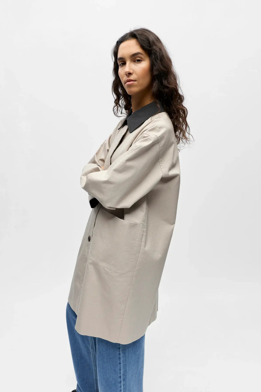 Alora Long Trenchcoat - Birch Magnet