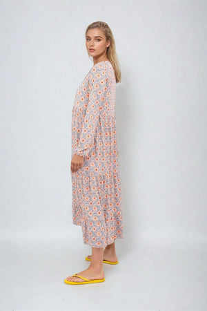 Julia blomstret kjole - Blå