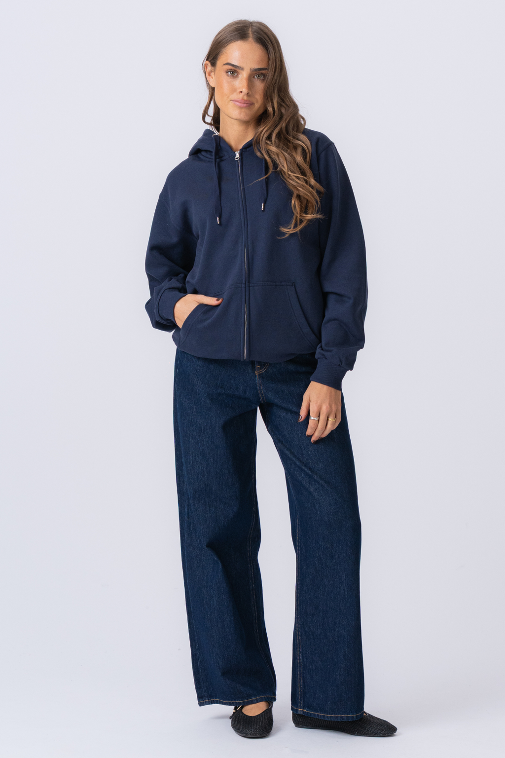 Basic zip hoodie - Navy