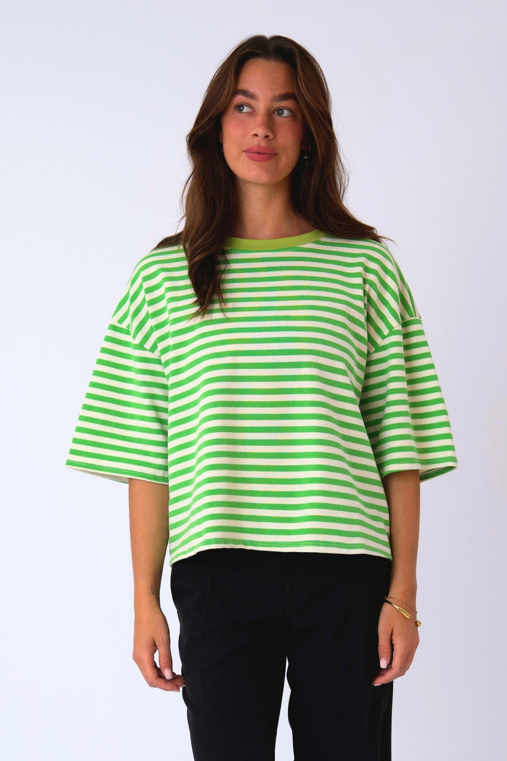 Zoe T-shirt - Grøn/Hvid