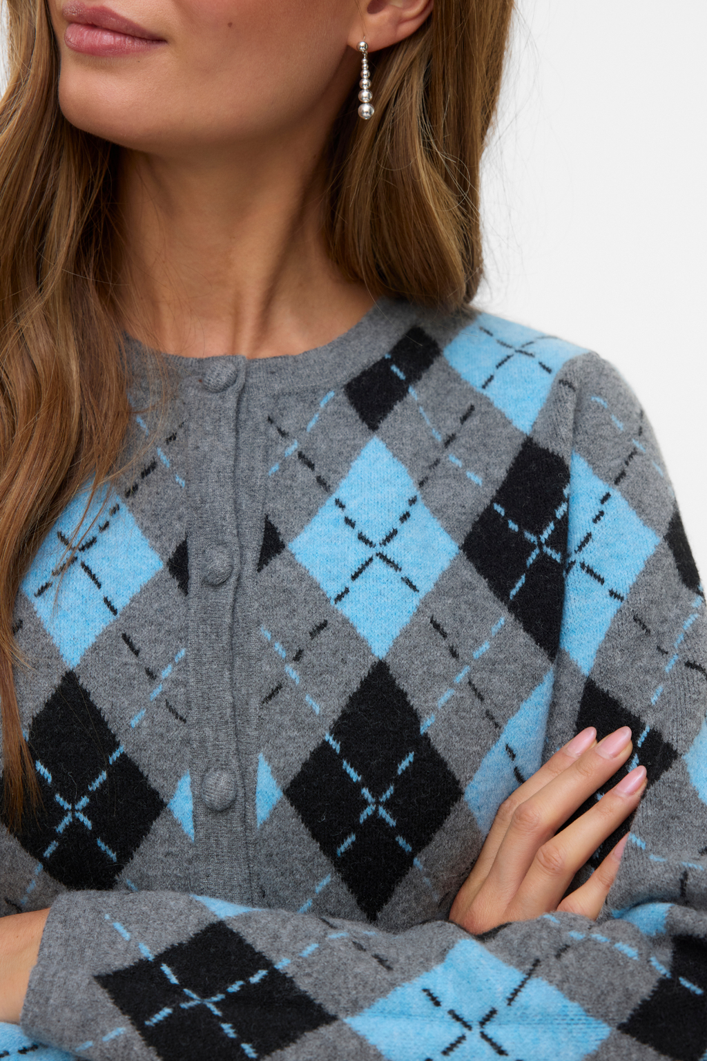 Giorgia O-Neck Cardigan - Medium Grå Melange