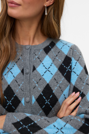 Giorgia O-Neck Cardigan - Medium Grå Melange