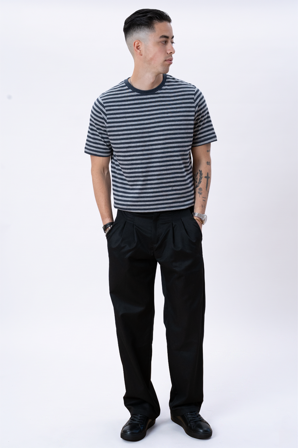 Nørregade Stripe - Meleret Sort-Grå