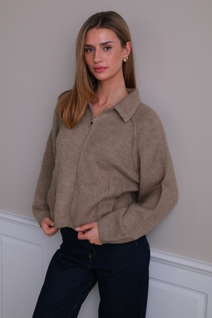 Selma Strik med Lynlås - Beige