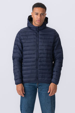 Hooded Let Puffer Jakke - Navy