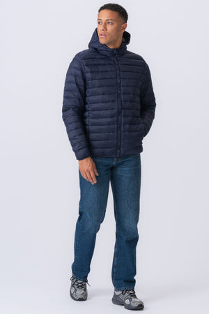 Hooded Let Puffer Jakke - Navy