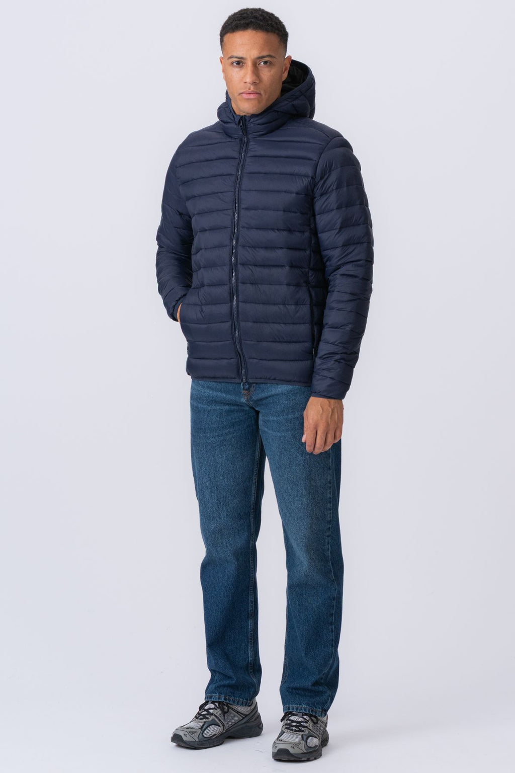 Hooded Let Puffer Jakke - Navy