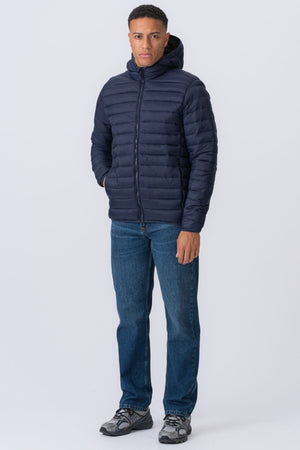 Hooded Let Puffer Jakke - Navy