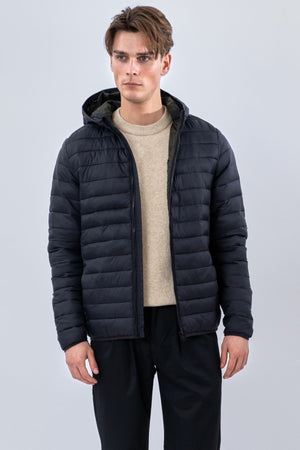 Hooded Let Puffer Jakke - Sort