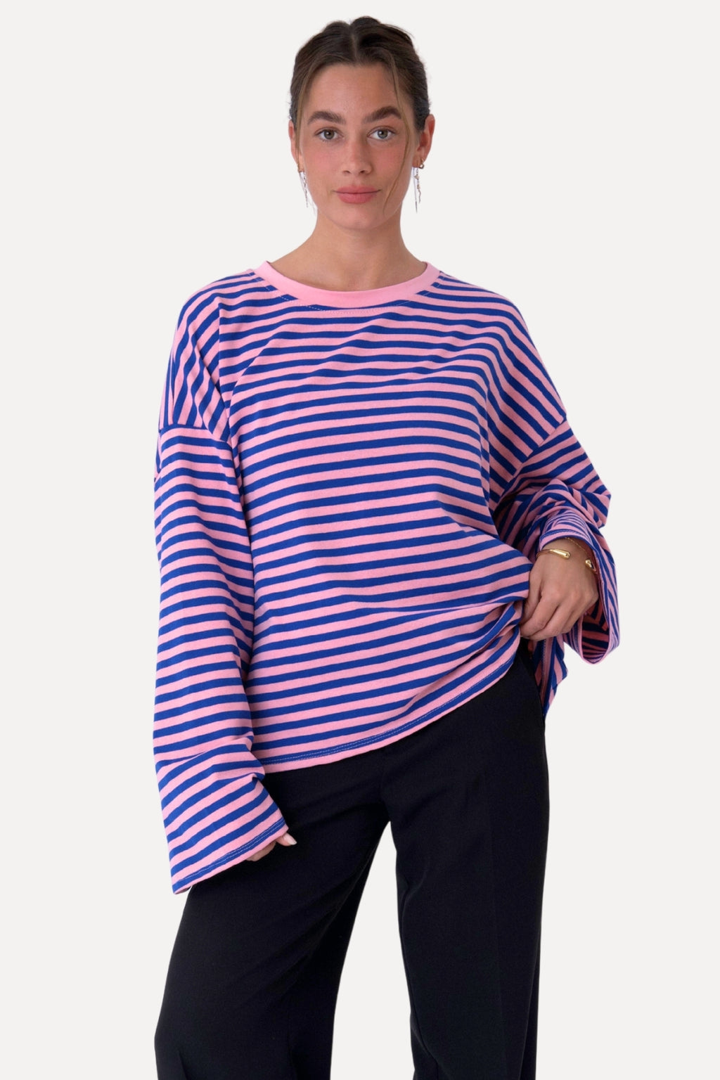 Cleo Bluse - Blå/Pink