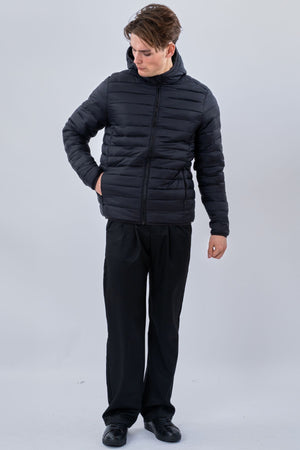 Hooded Let Puffer Jakke - Sort