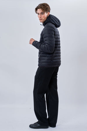 Hooded Let Puffer Jakke - Sort