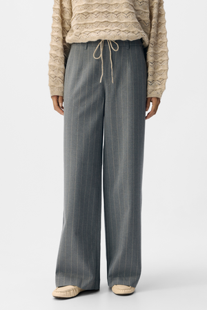 Lisa Wide Pant AOP - Medium Grey Melange