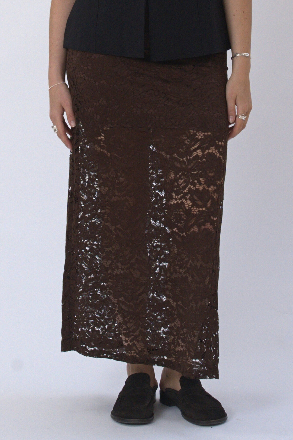 Amara Lace Maxi Nederdel - Coffee