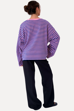 Cleo Bluse - Blå/Pink