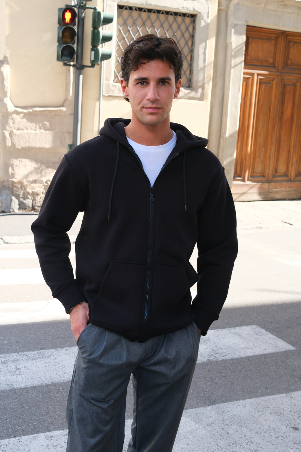 Relaxed Zip Hoodie - Sort