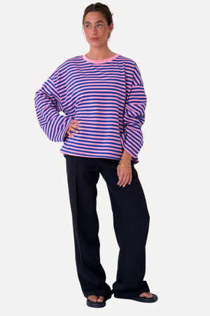 Cleo Bluse - Blå/Pink