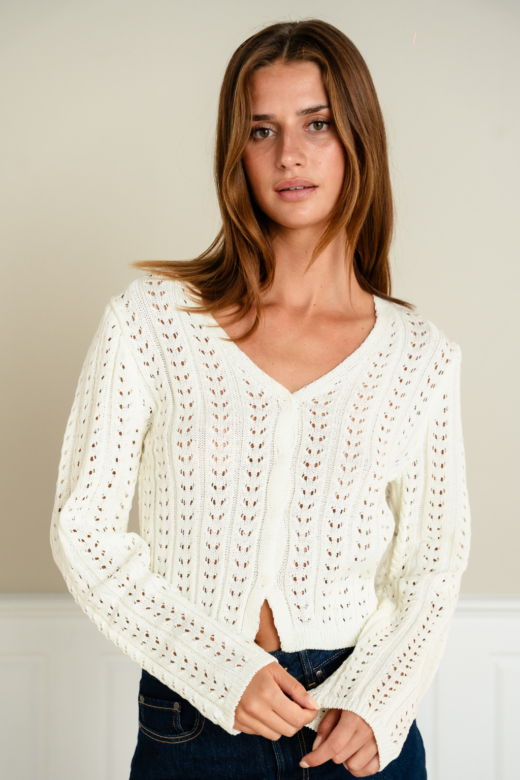 Virginia Strik Cardigan - Ecru