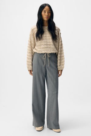 Lisa Wide Pant AOP - Medium Grey Melange