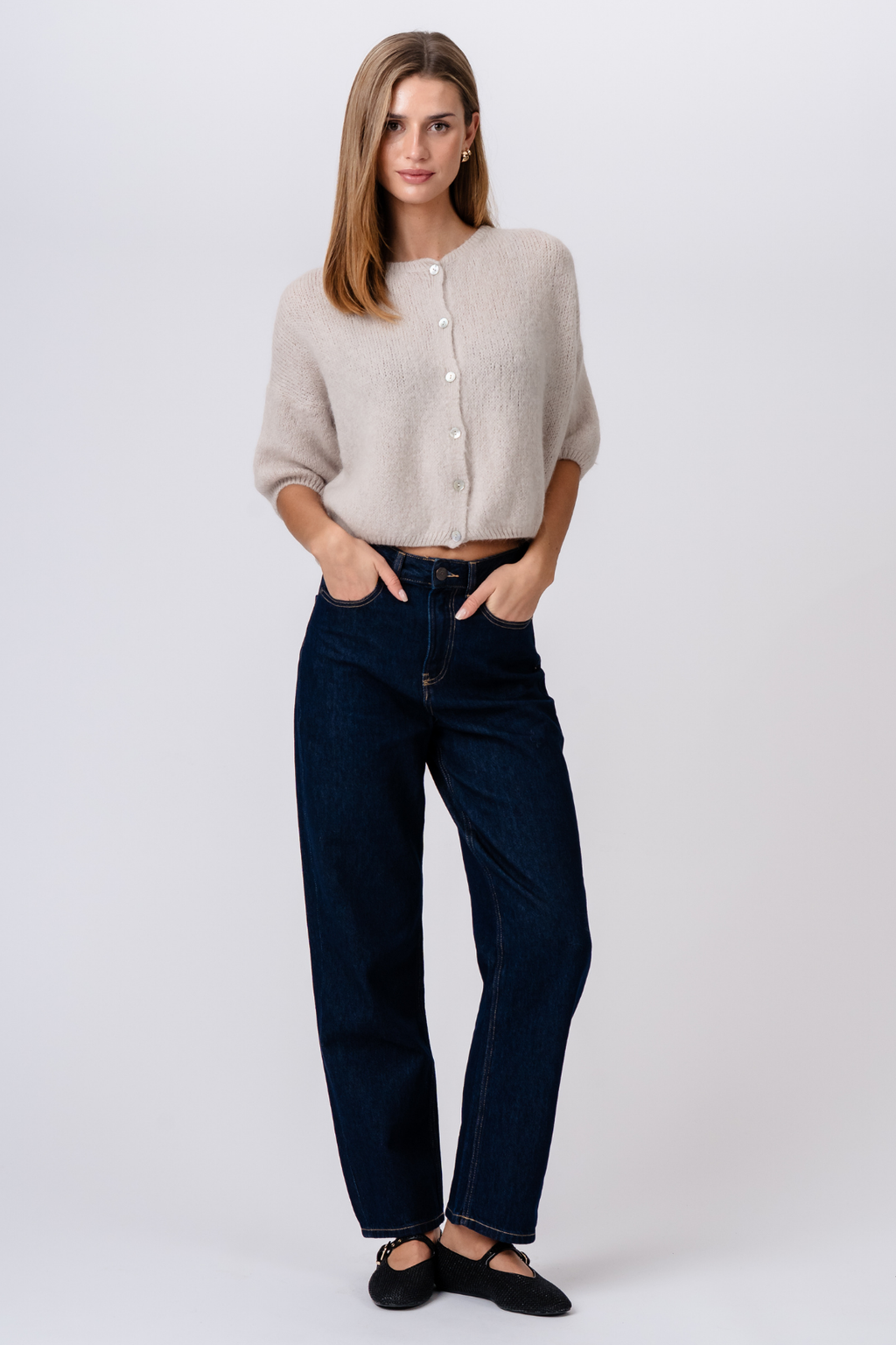 Mary Kortærmet Strik - Beige