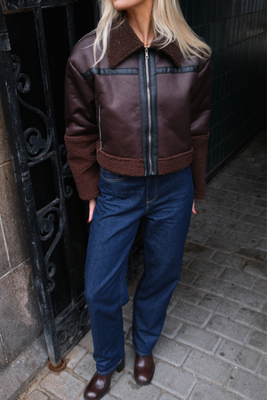 Daisy Shearling Jakke - Brun/Sort