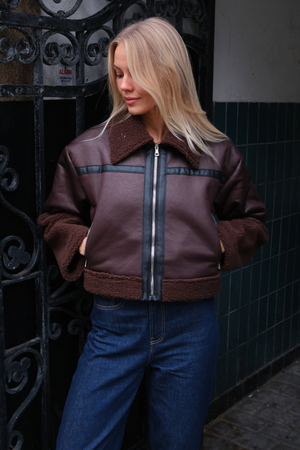 Daisy Shearling Jakke - Brun/Sort